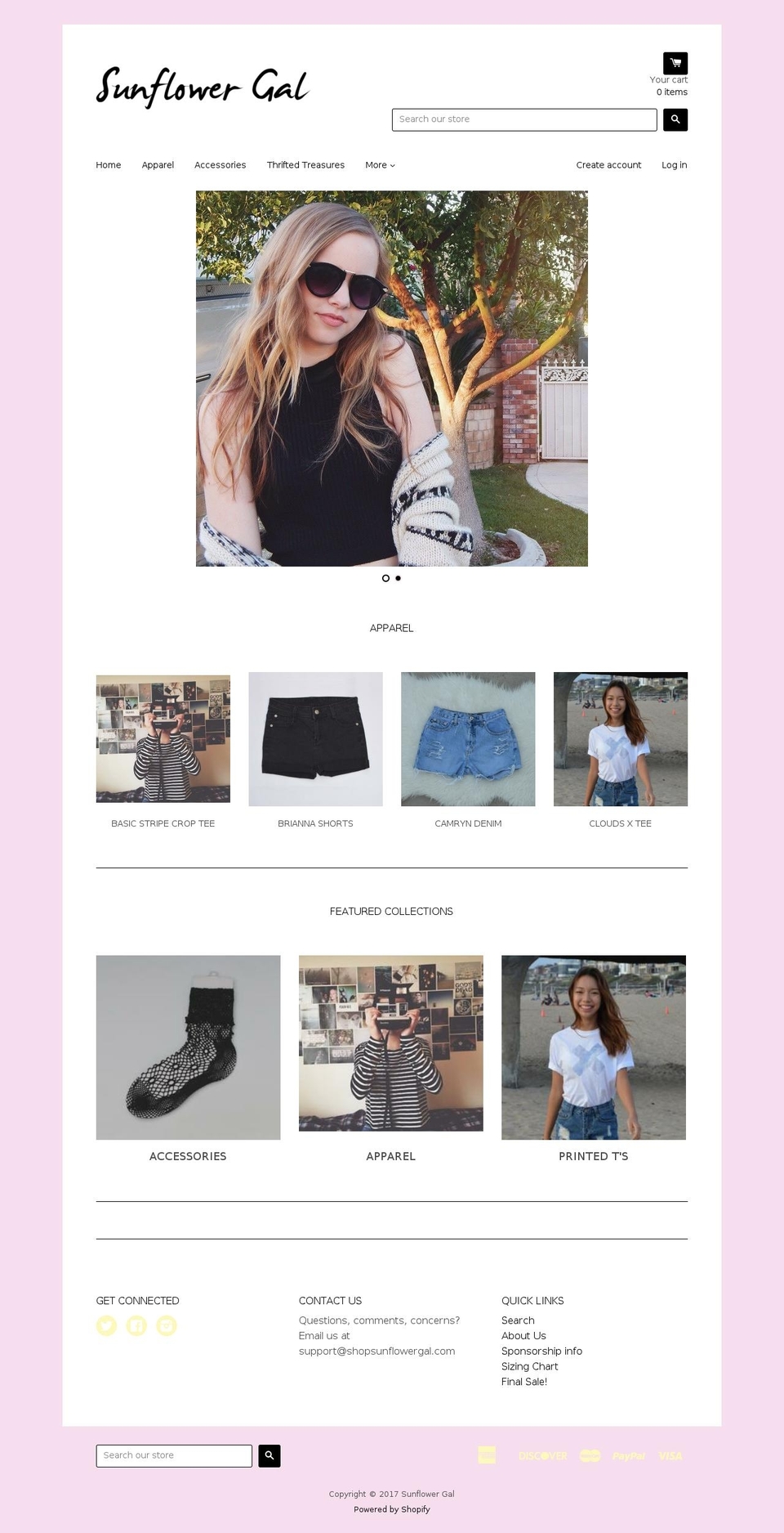 shopsunflowergal.com shopify website screenshot
