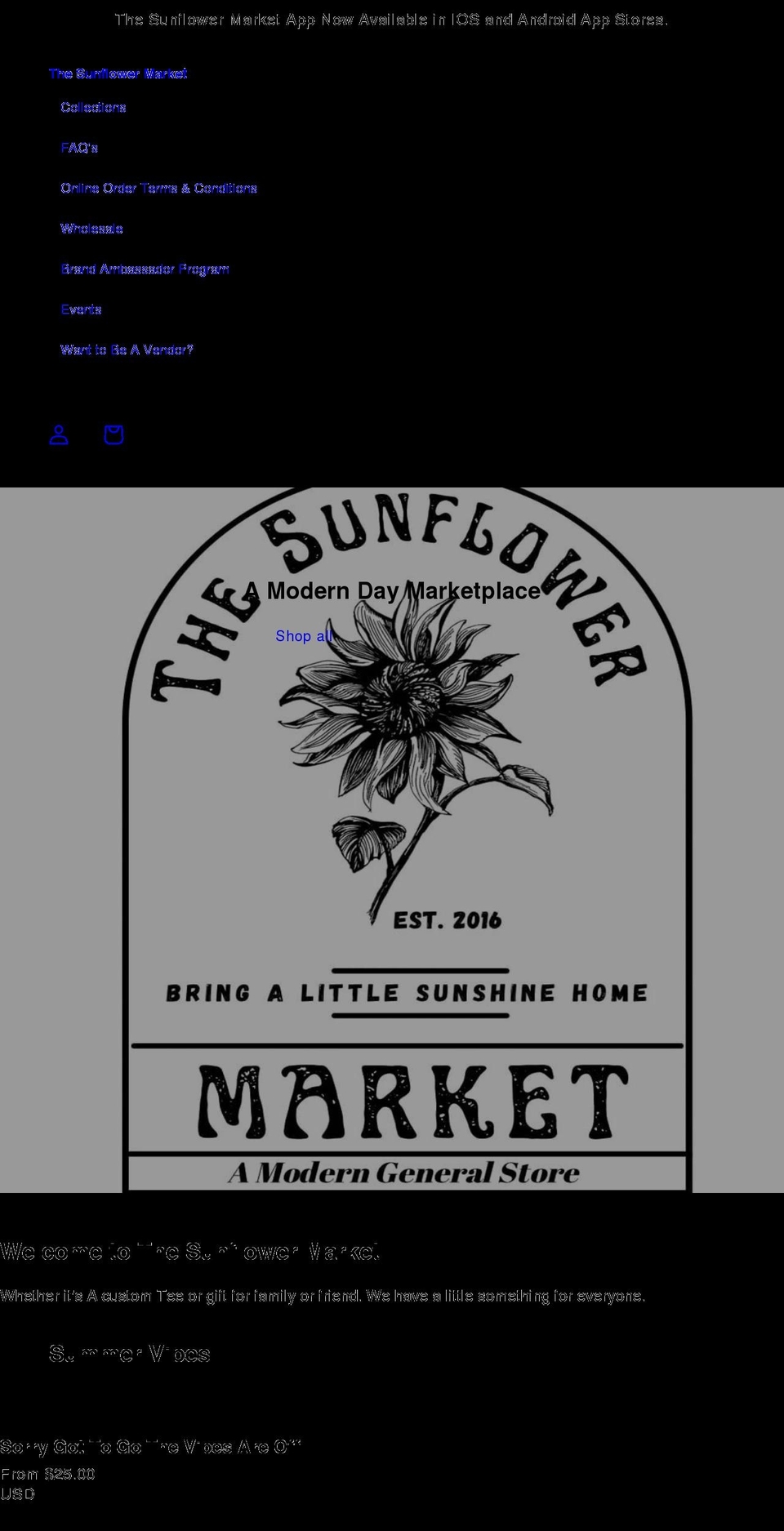 shopsunflowermarket.com shopify website screenshot