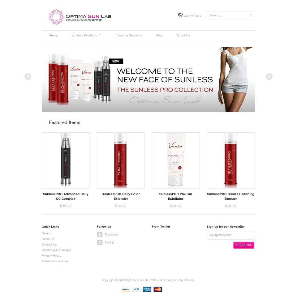 Minimo Shopify theme site example shopsunlesstanning.com