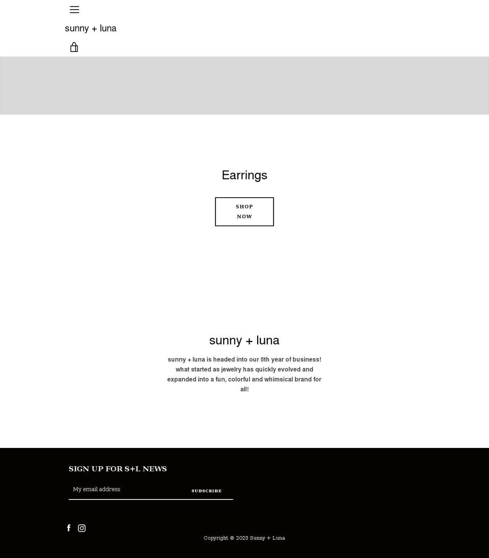 shopsunnyandluna.com shopify website screenshot