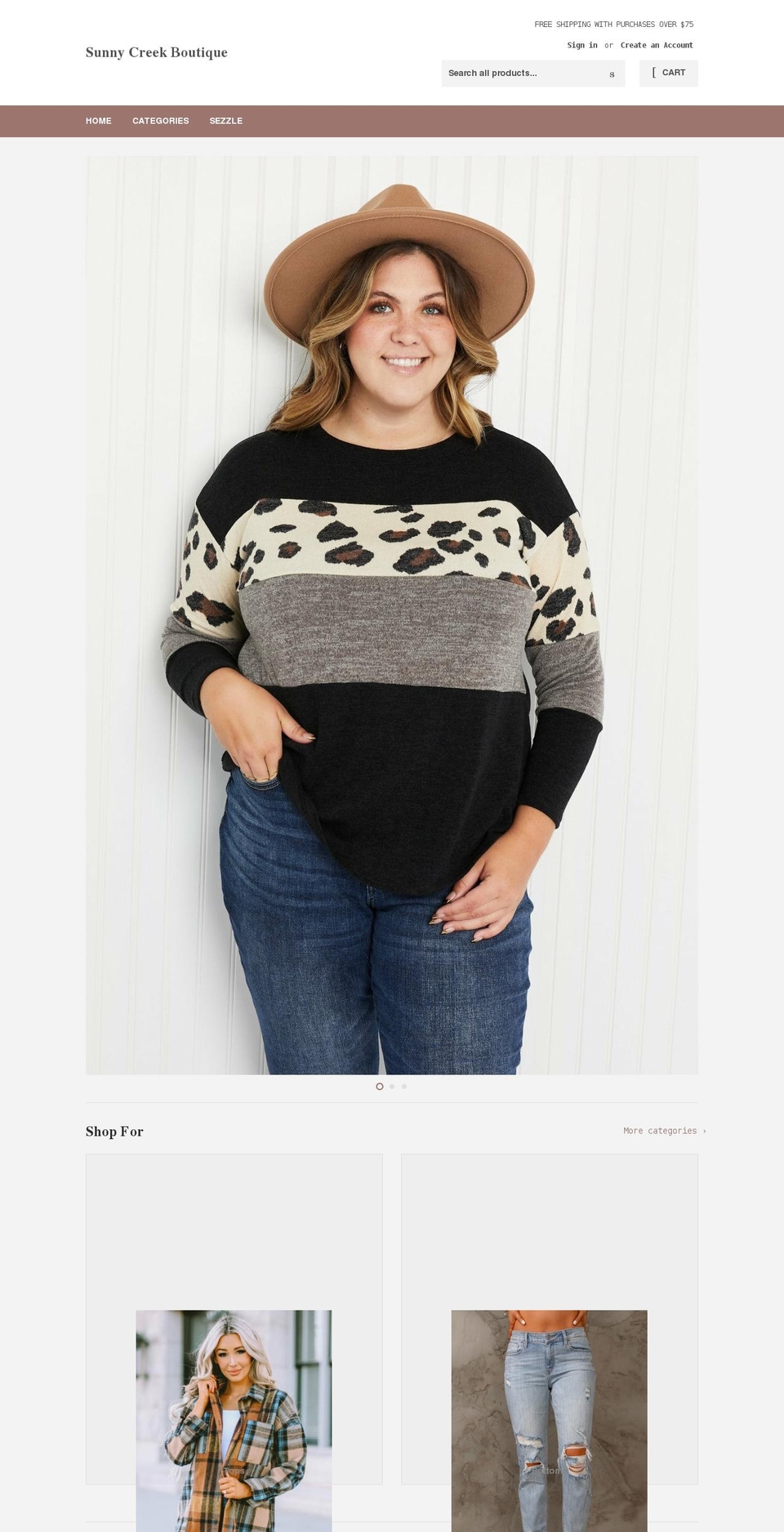 shopsunnycreek.com shopify website screenshot