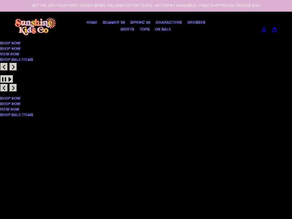 shopsunshinekidsco.com shopify website screenshot