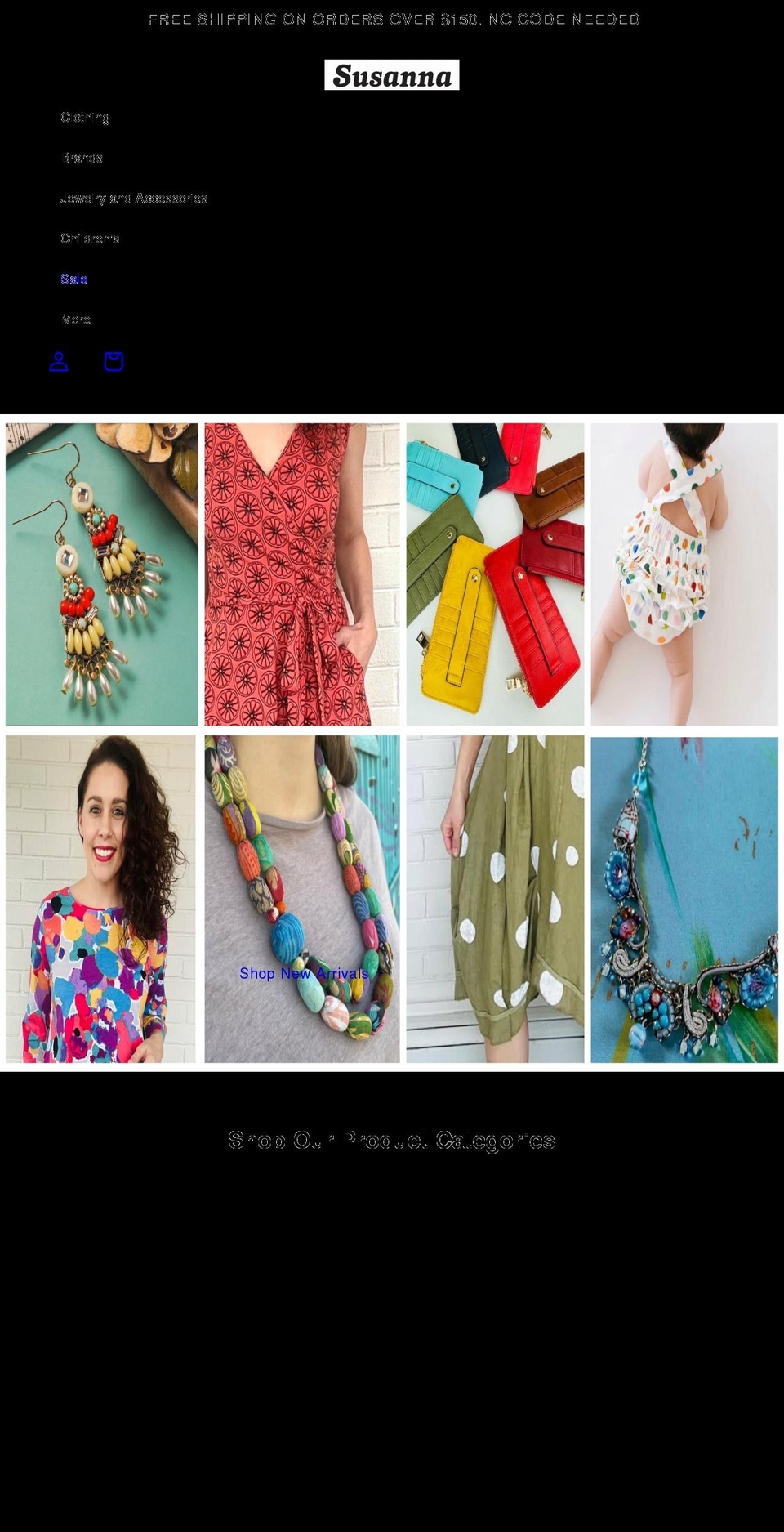 shopsusanna.com shopify website screenshot