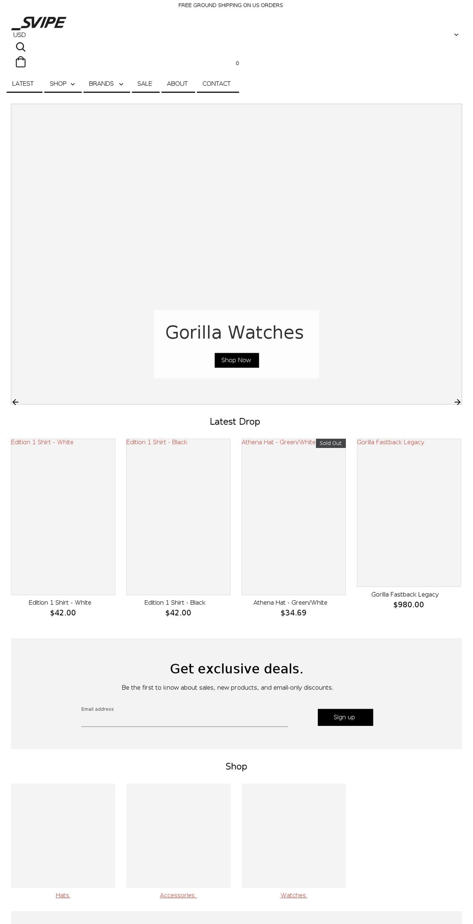 shopsvipe.com shopify website screenshot