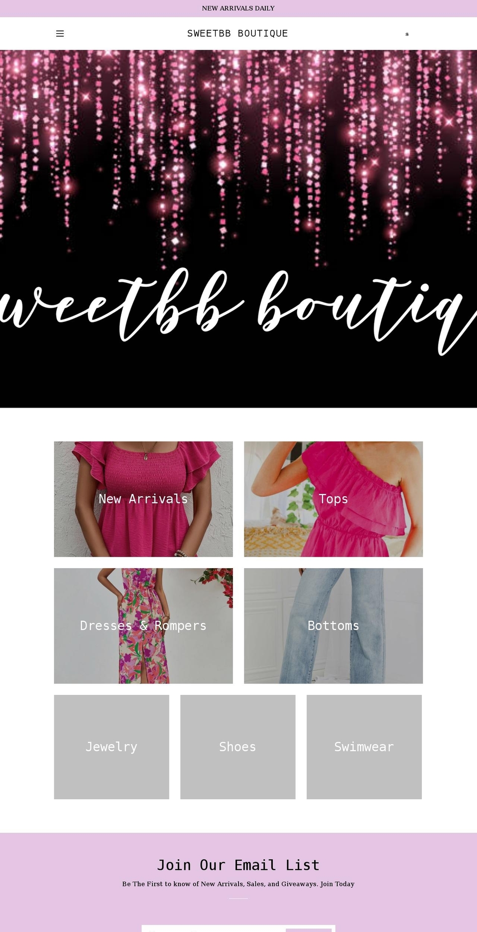 shopsweetbb.com — Shopify storefront screenshot