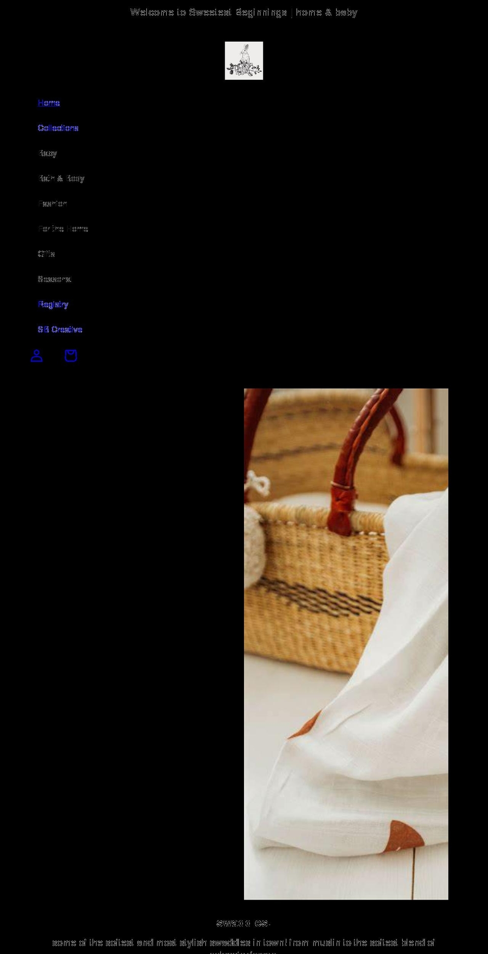 shopsweetestbeginnings.com shopify website screenshot