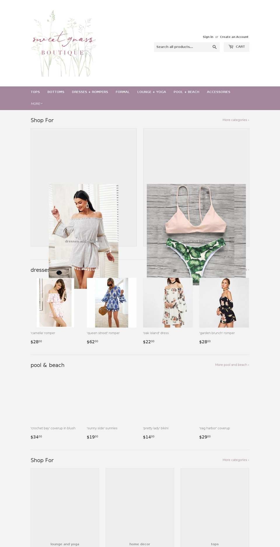 shopsweetgrassboutique.com — Shopify storefront screenshot
