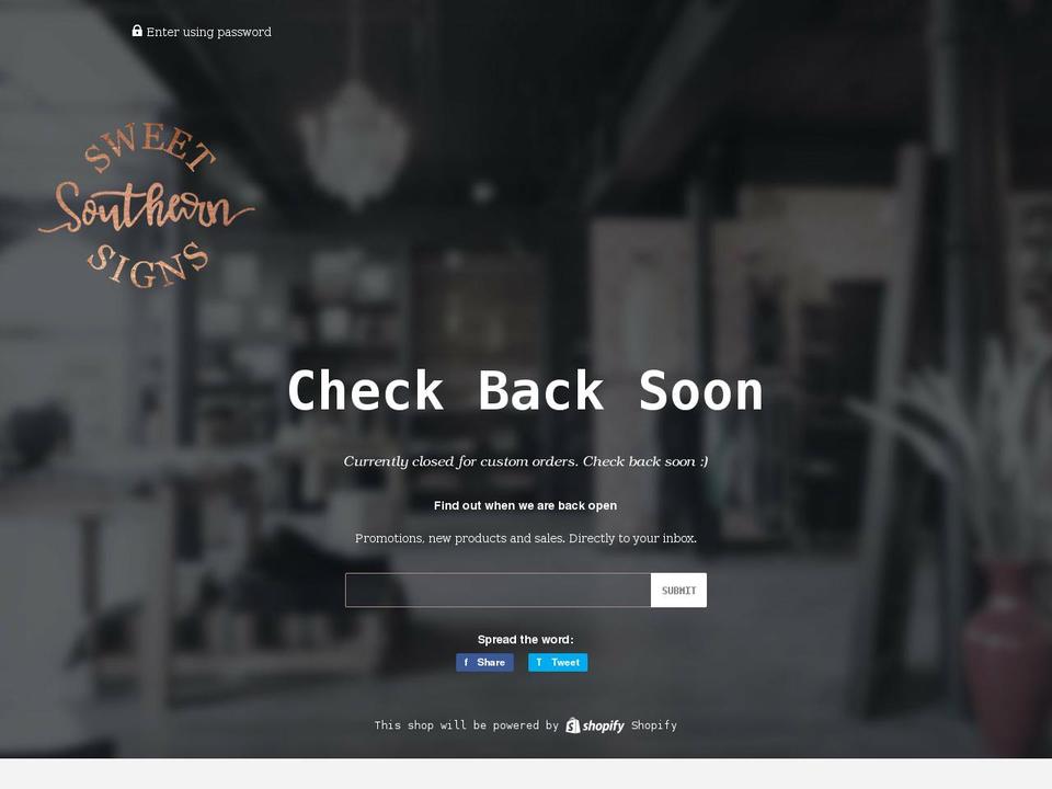 shopsweetsouthernsigns.com — Shopify storefront screenshot