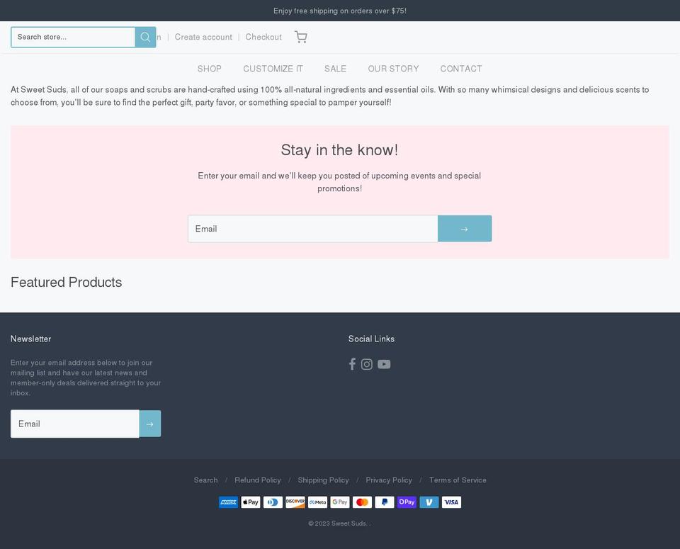 shopsweetsuds.com shopify website screenshot