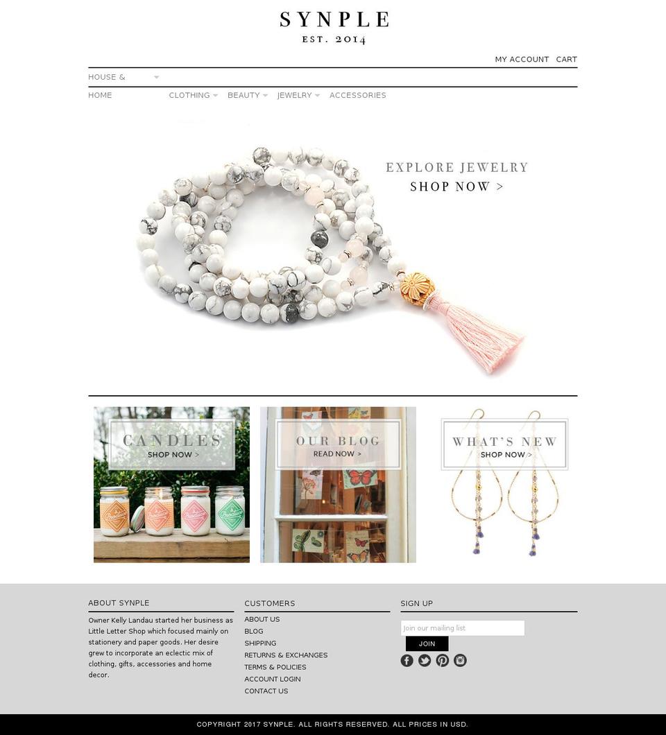 shopsynple.com shopify website screenshot