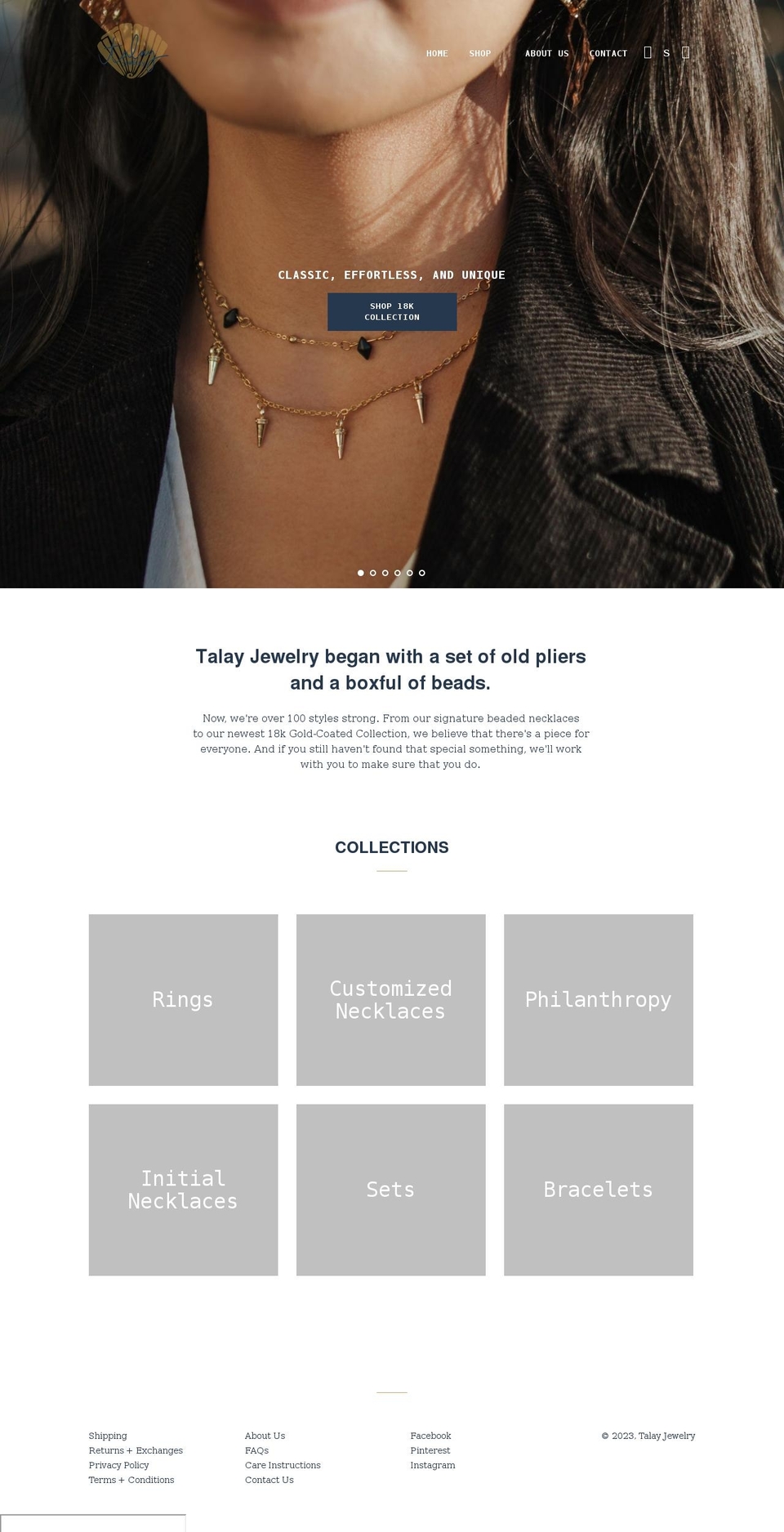 shoptalayjewelry.com shopify website screenshot