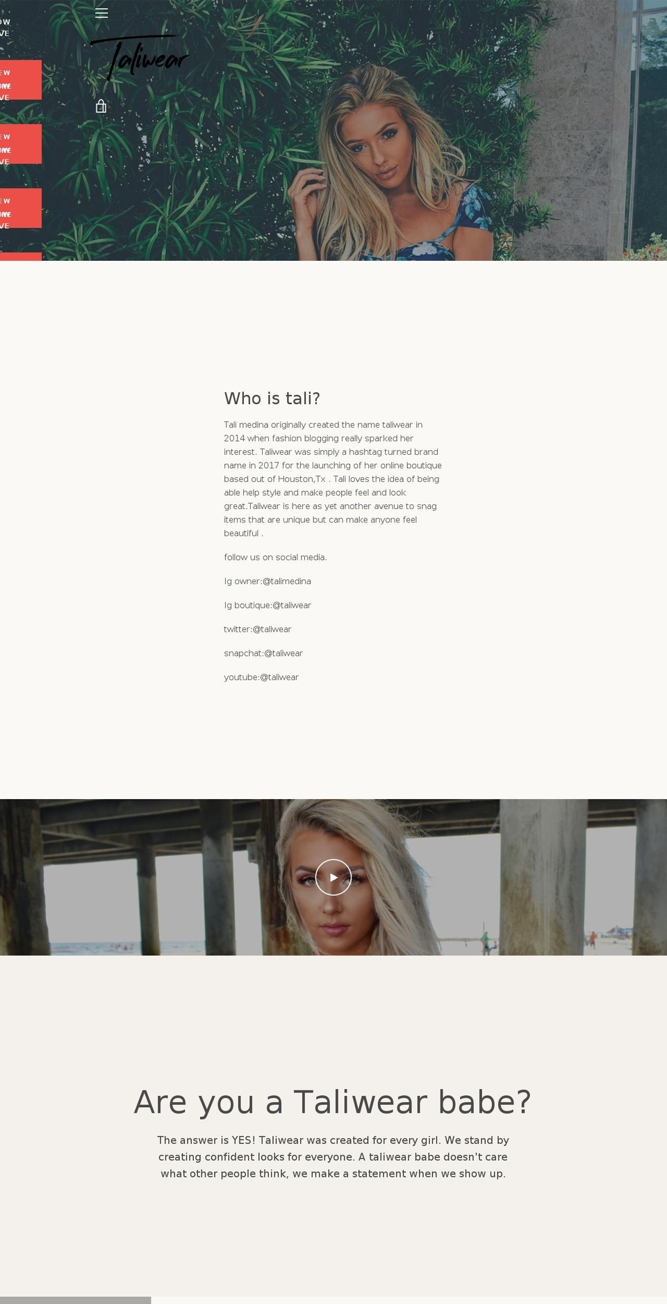 shoptaliwear.com — Shopify storefront screenshot