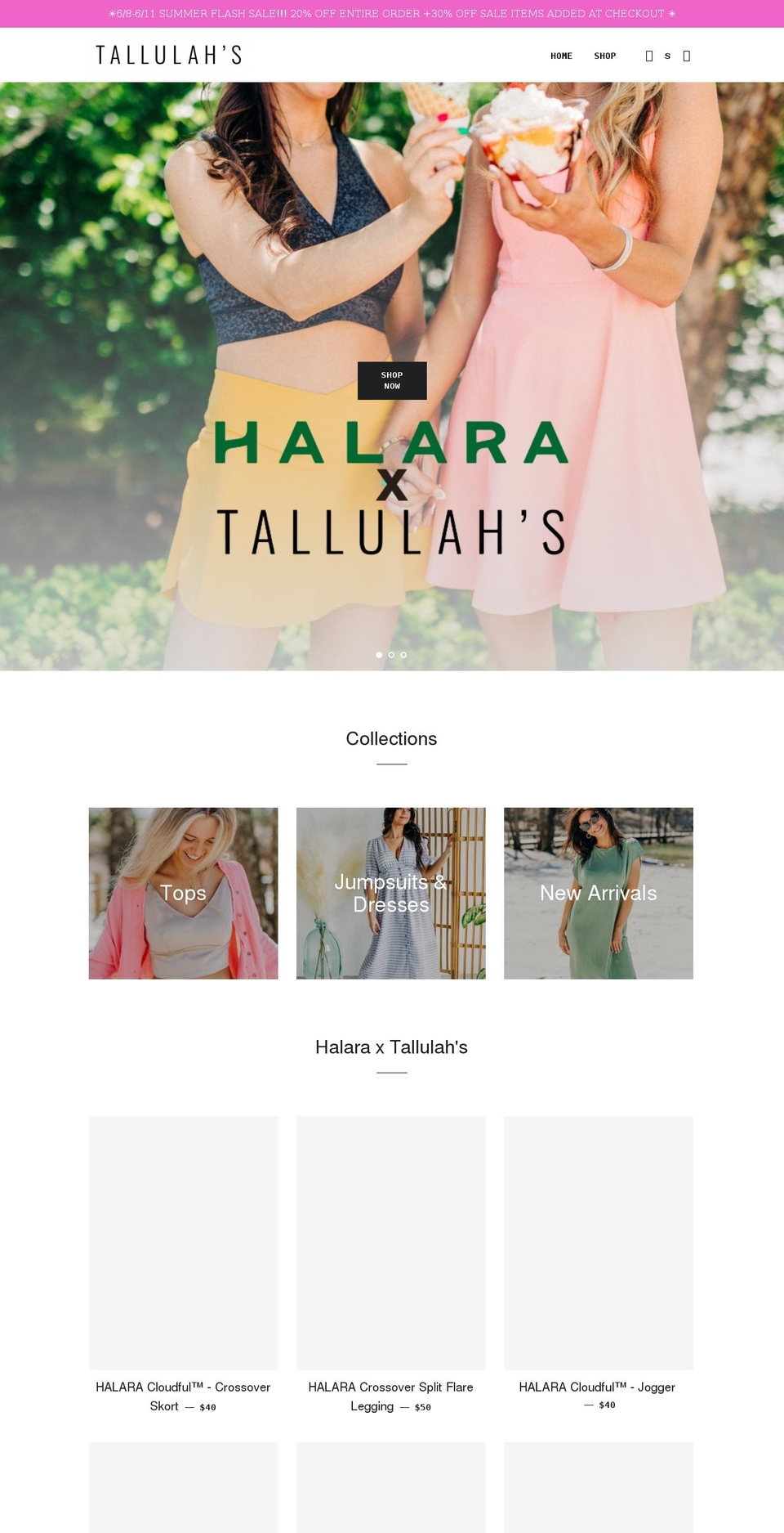 shoptallulahs.com shopify website screenshot