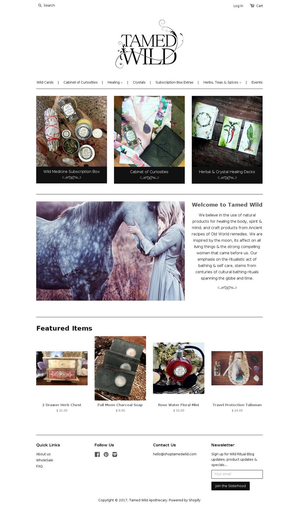 shoptamedwild.com shopify website screenshot