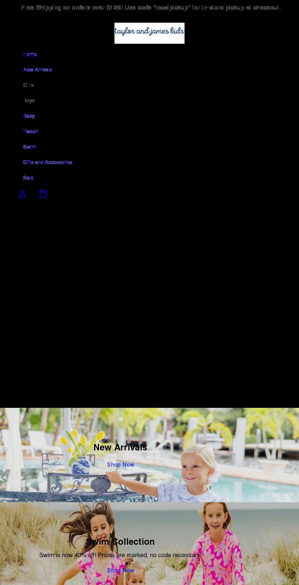 shoptaylorandjames.com shopify website screenshot