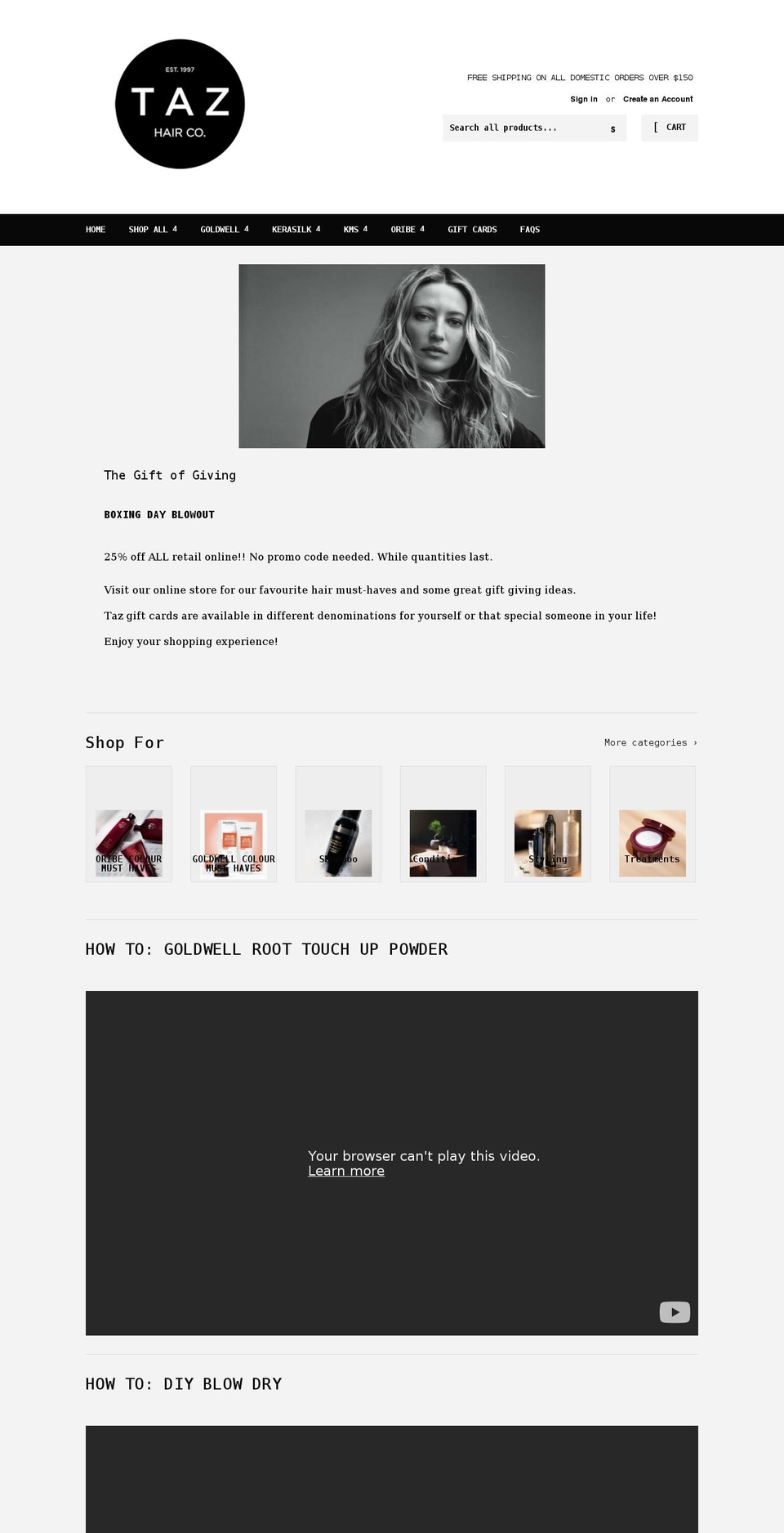 shoptazhairlondon.com shopify website screenshot