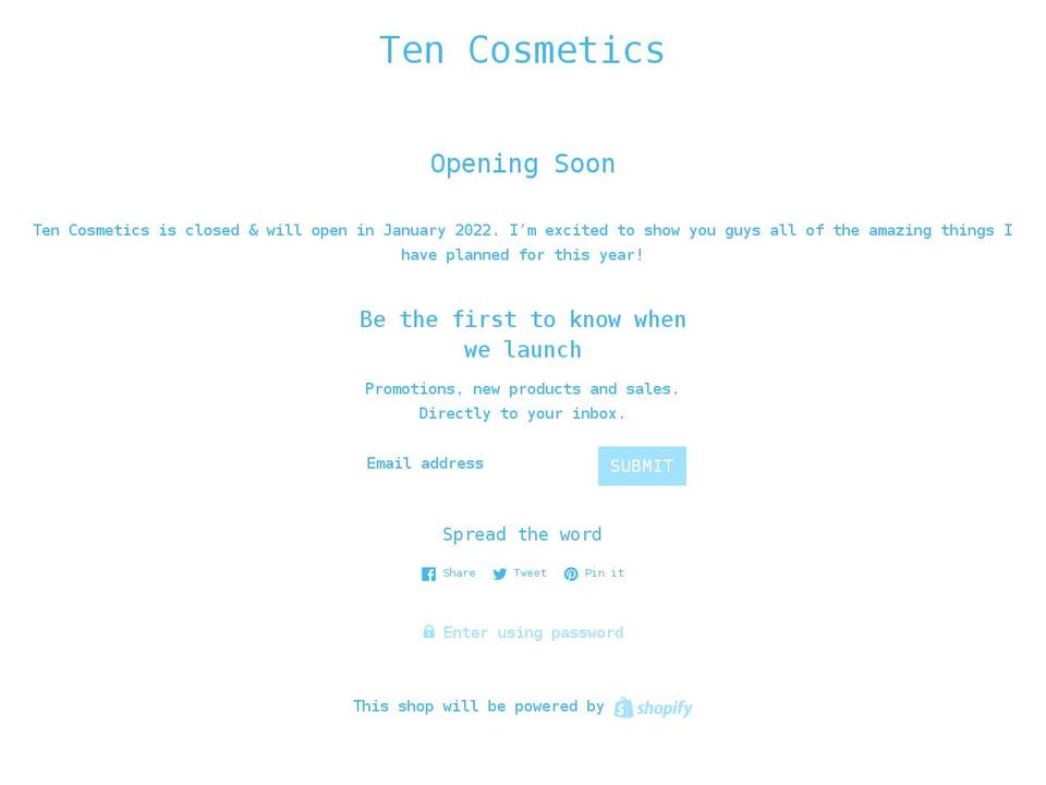 shoptencosmetics.com shopify website screenshot
