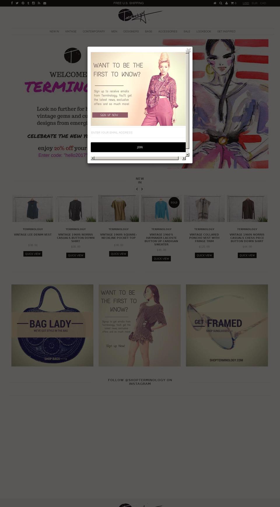 Terminology Custom v. 1.1 Shopify theme site example shopterminology.net