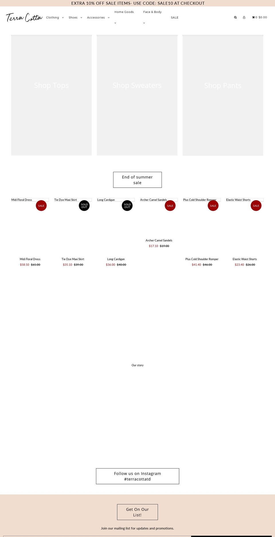 shopterracotta.com shopify website screenshot