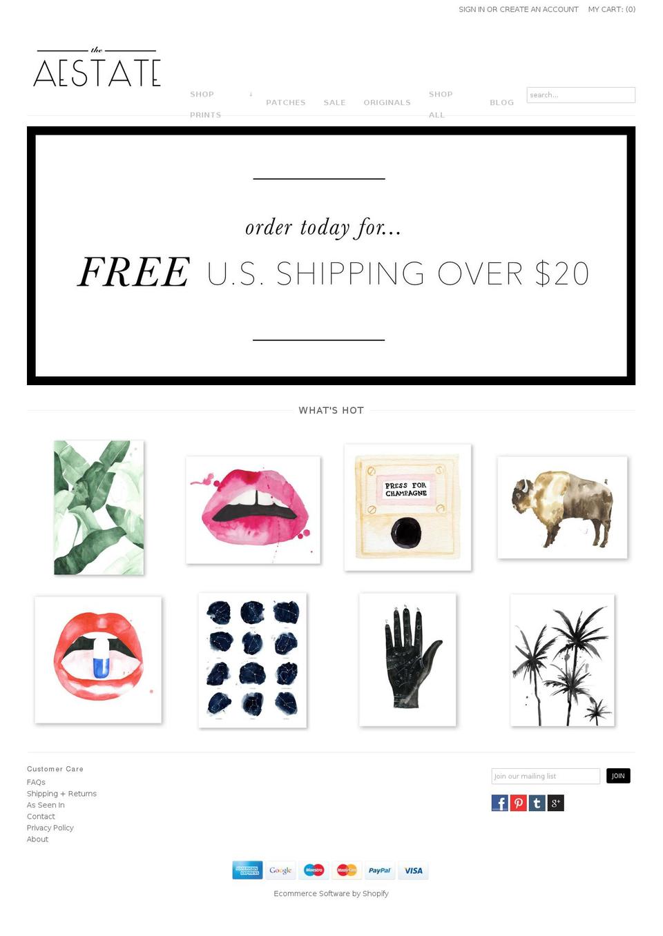 shoptheaestate.com shopify website screenshot