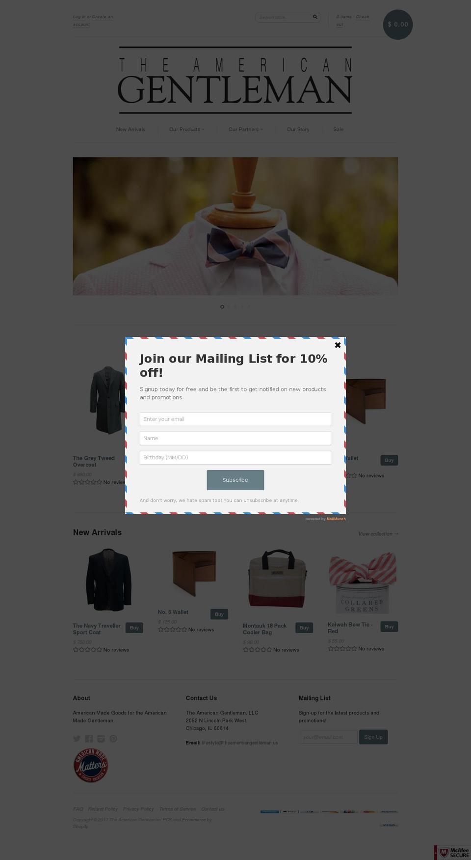 Copy of New Standard Shopify theme site example shoptheamericangentleman.com