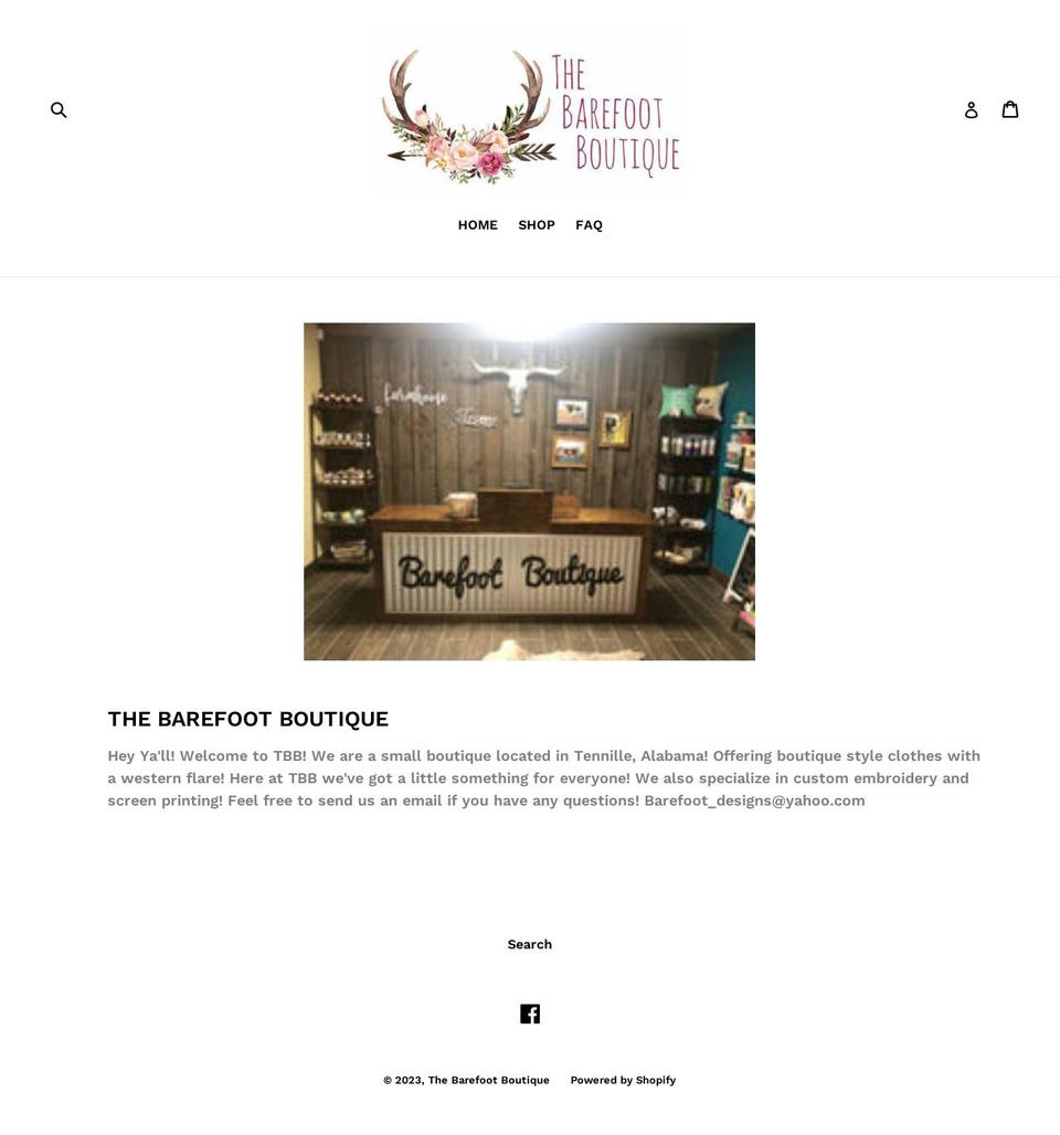 shopthebarefootboutique.com shopify website screenshot