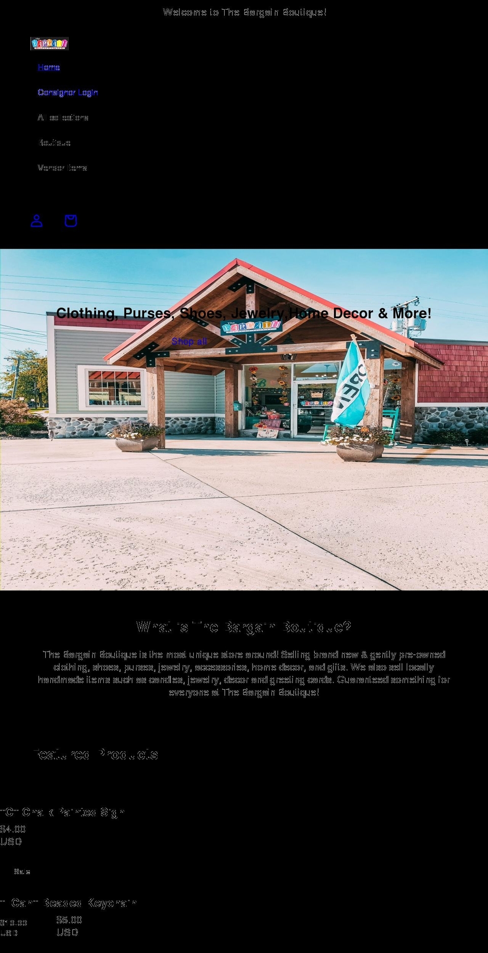 shopthebargainboutique.com shopify website screenshot