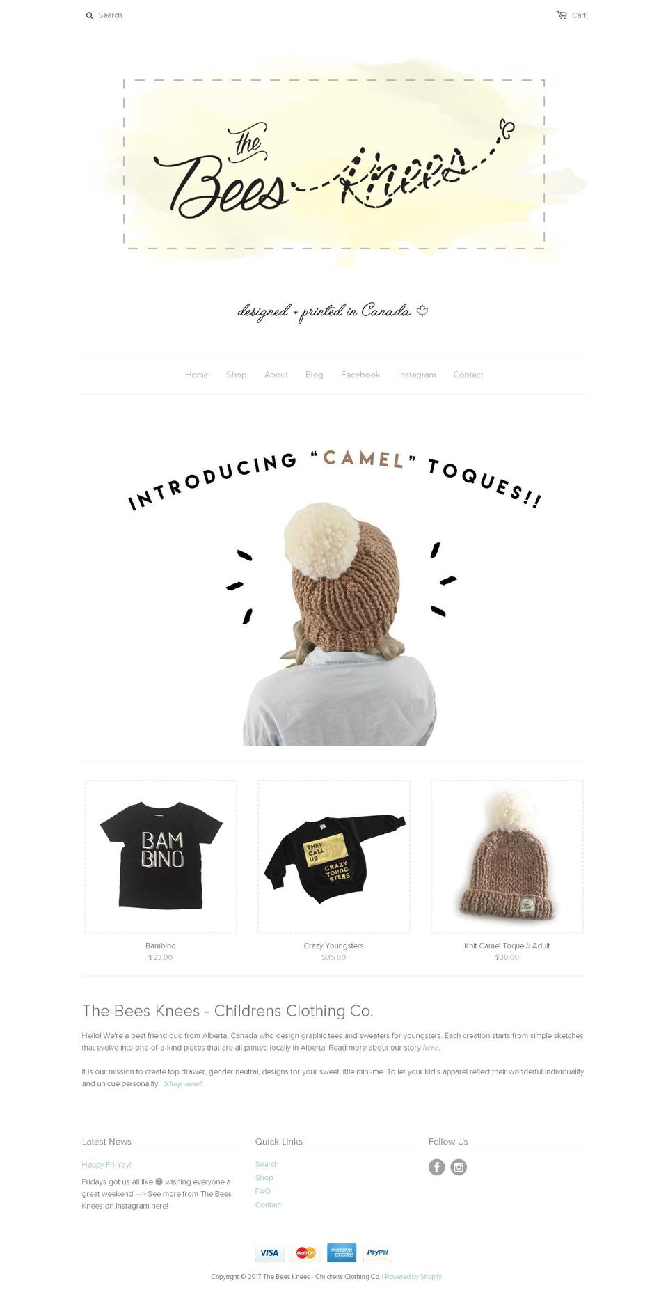 shopthebeesknees.com shopify website screenshot