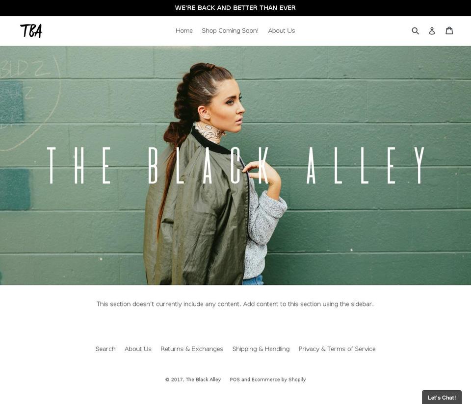 shoptheblackalley.com shopify website screenshot