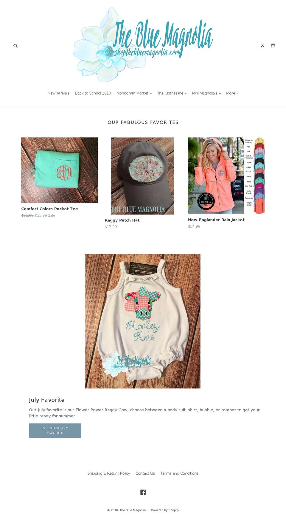 shopthebluemagnolia.com — Shopify storefront screenshot