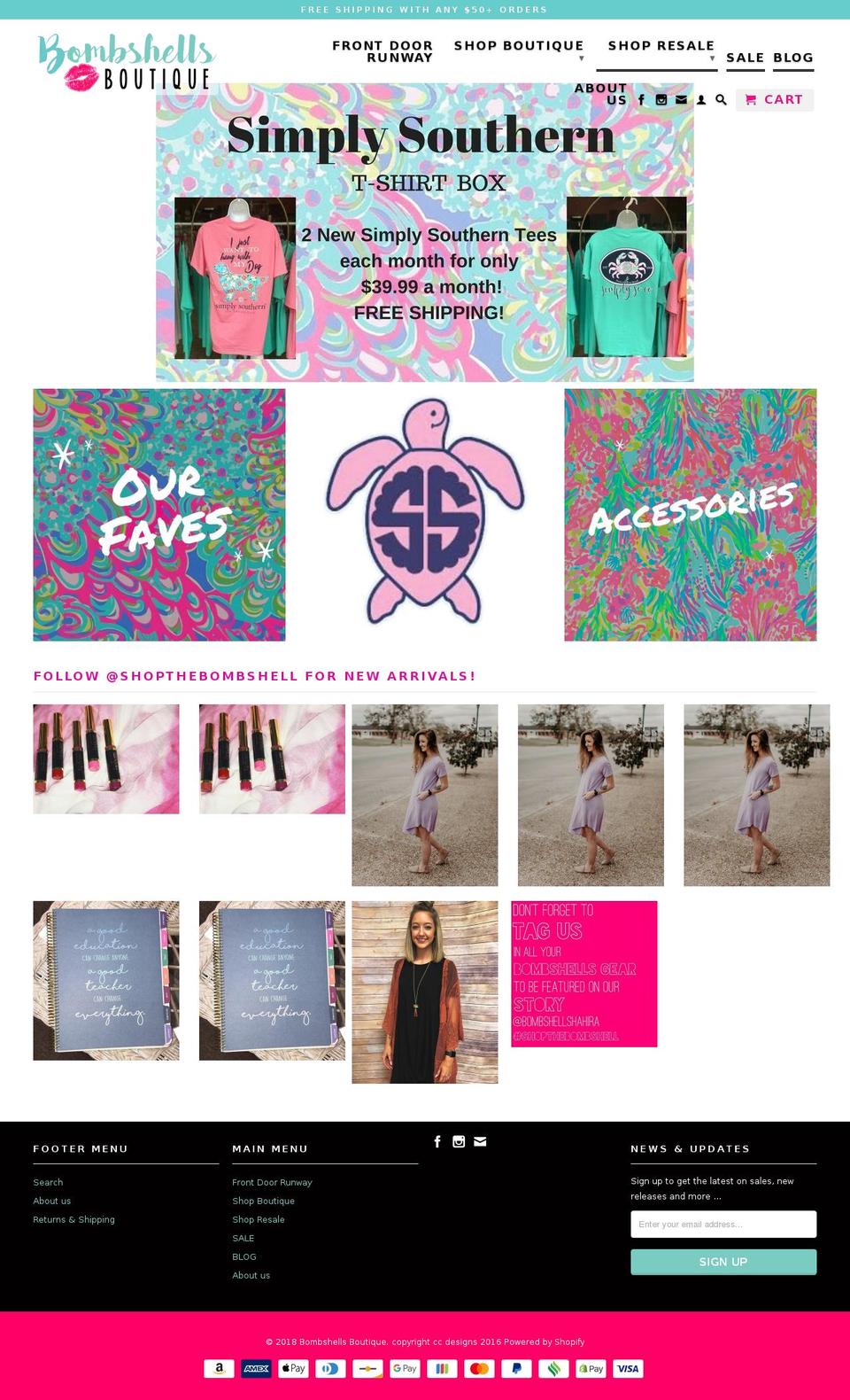 shopthebombshell.com shopify website screenshot