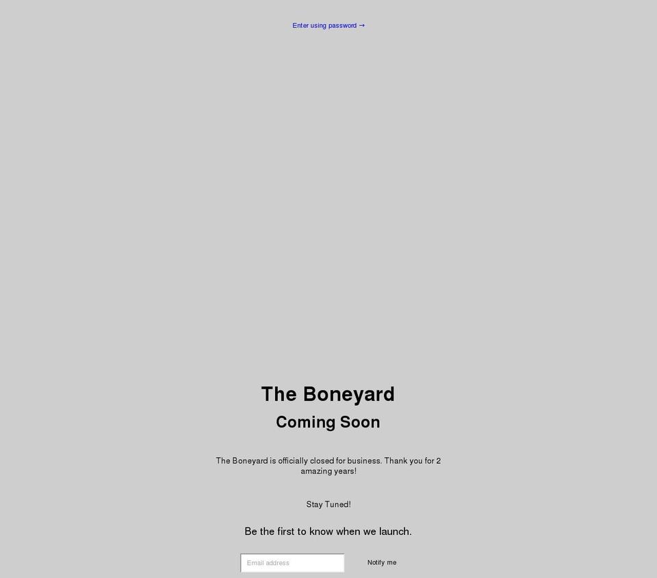 shoptheboneyard.com shopify website screenshot