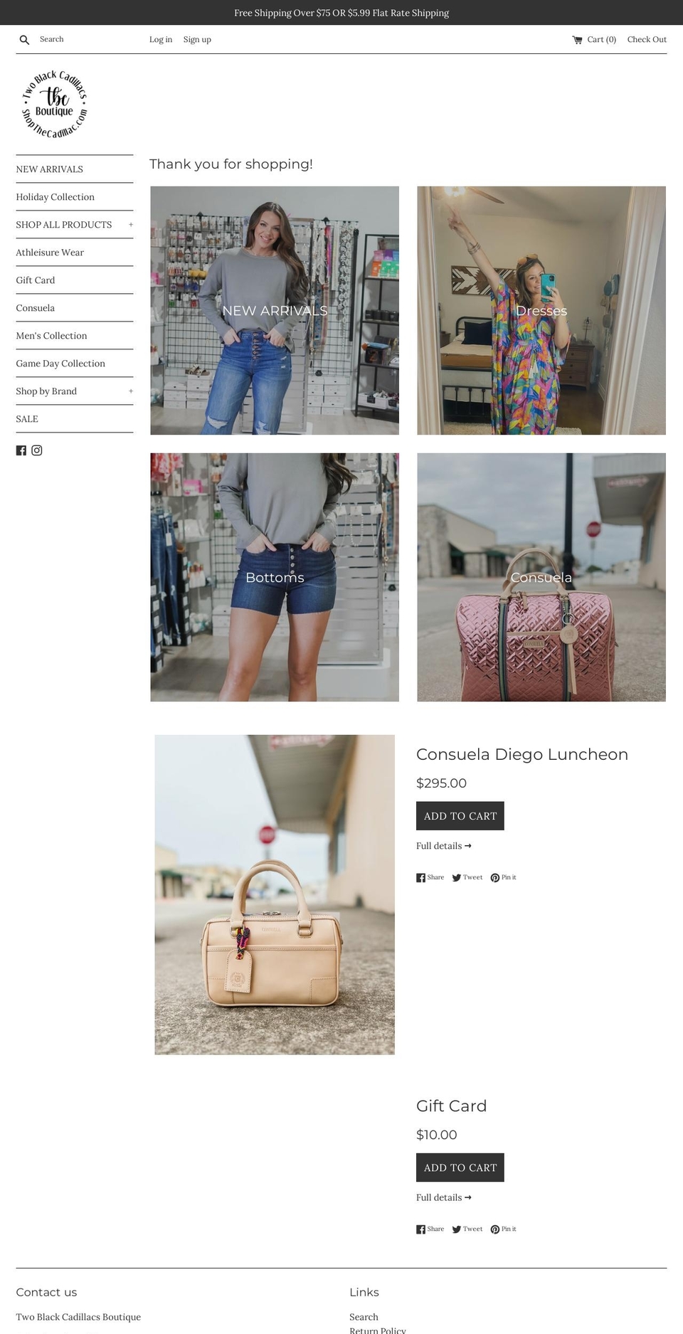 shopthecadillac.com shopify website screenshot