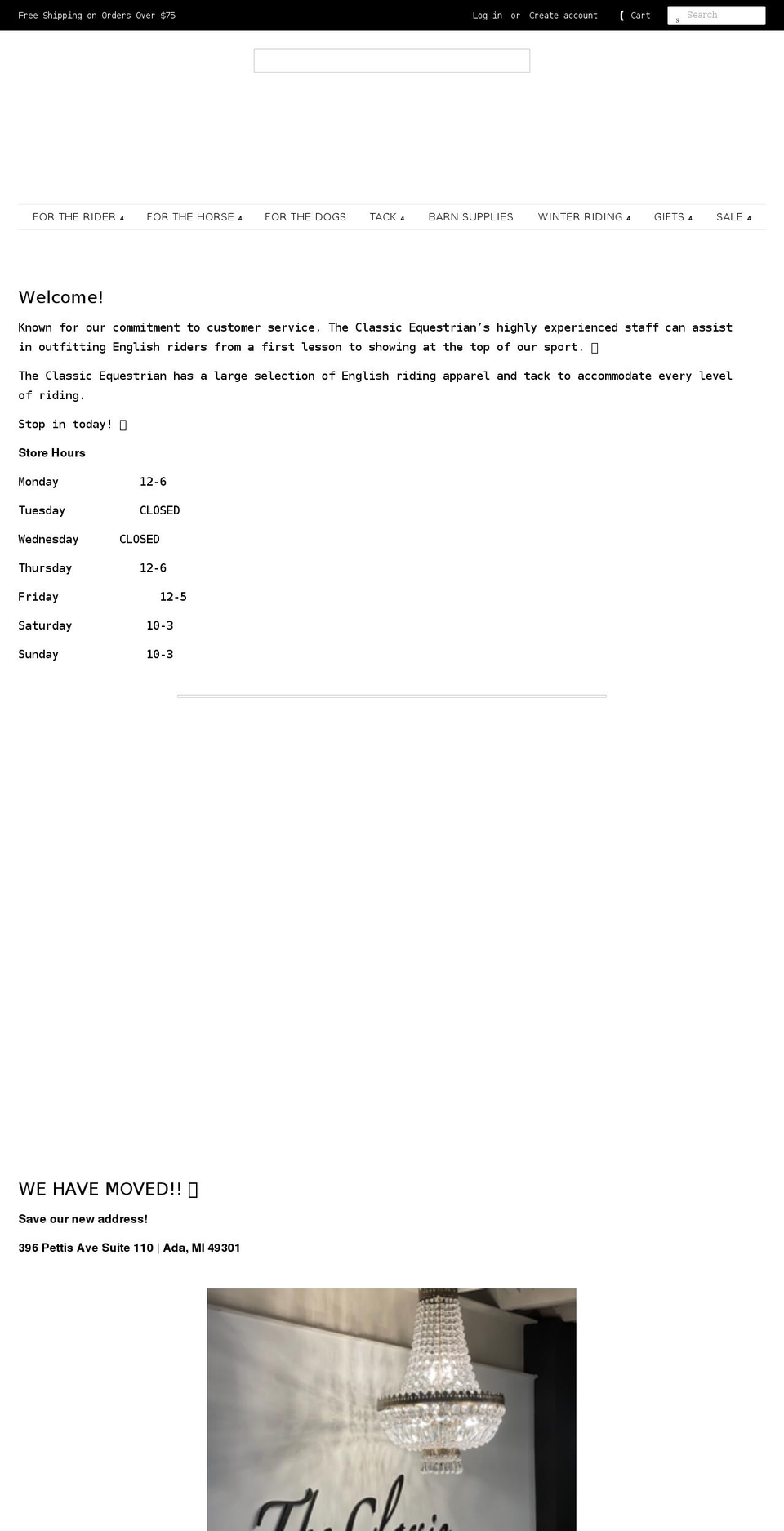 shoptheclassicequestrian.com shopify website screenshot