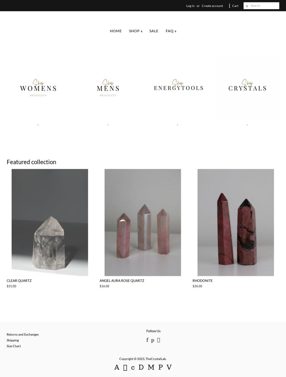shopthecrystallab.com shopify website screenshot