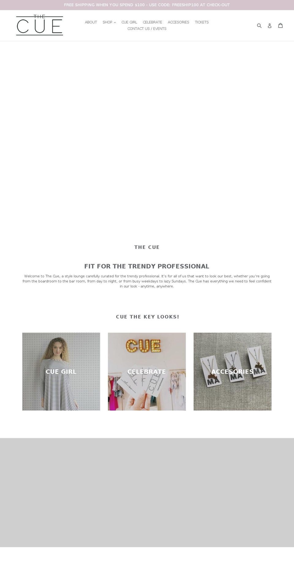 shopthecue.com shopify website screenshot