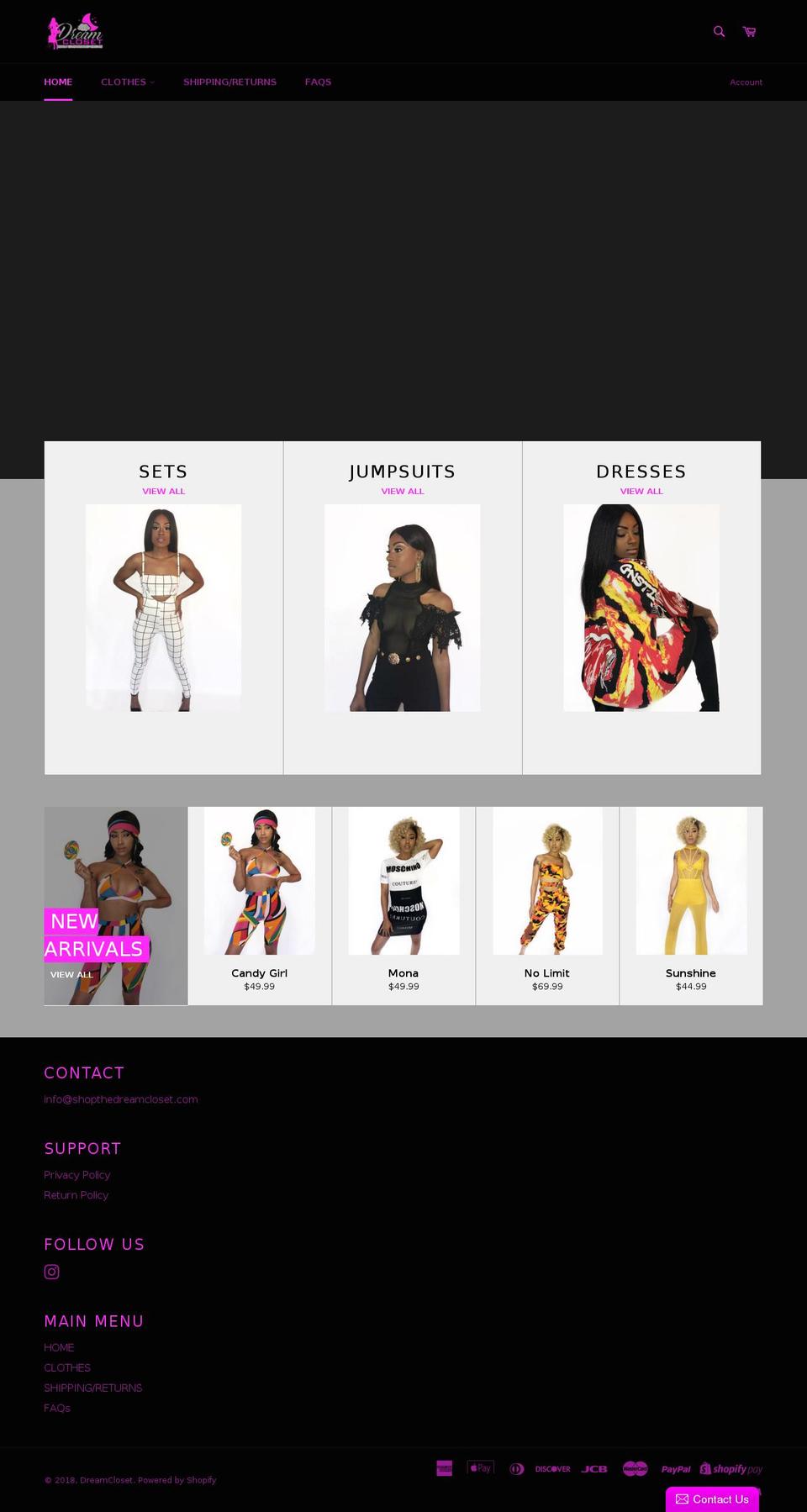 shopthedreamcloset.com — Shopify storefront screenshot