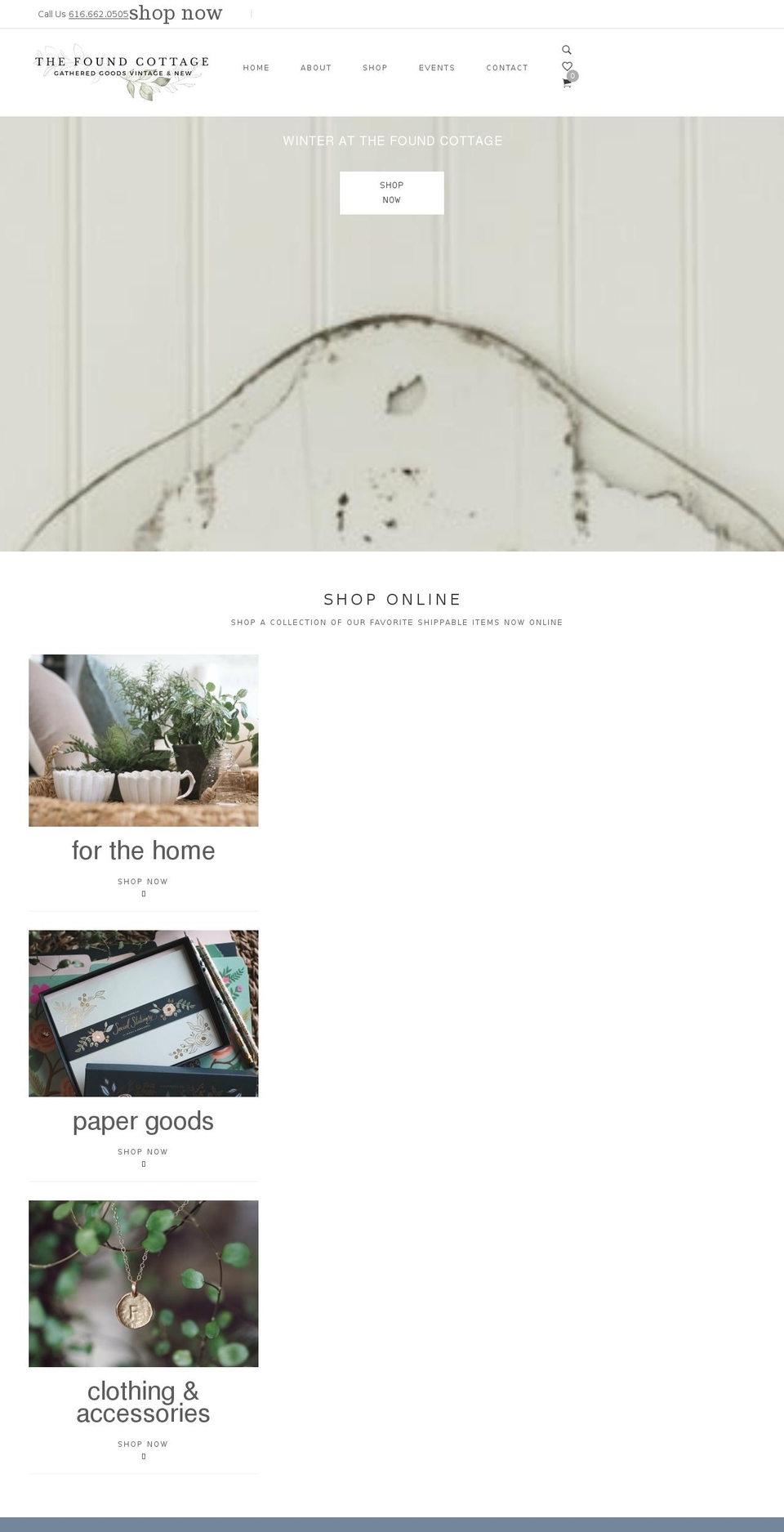 shopthefoundcottage.com shopify website screenshot
