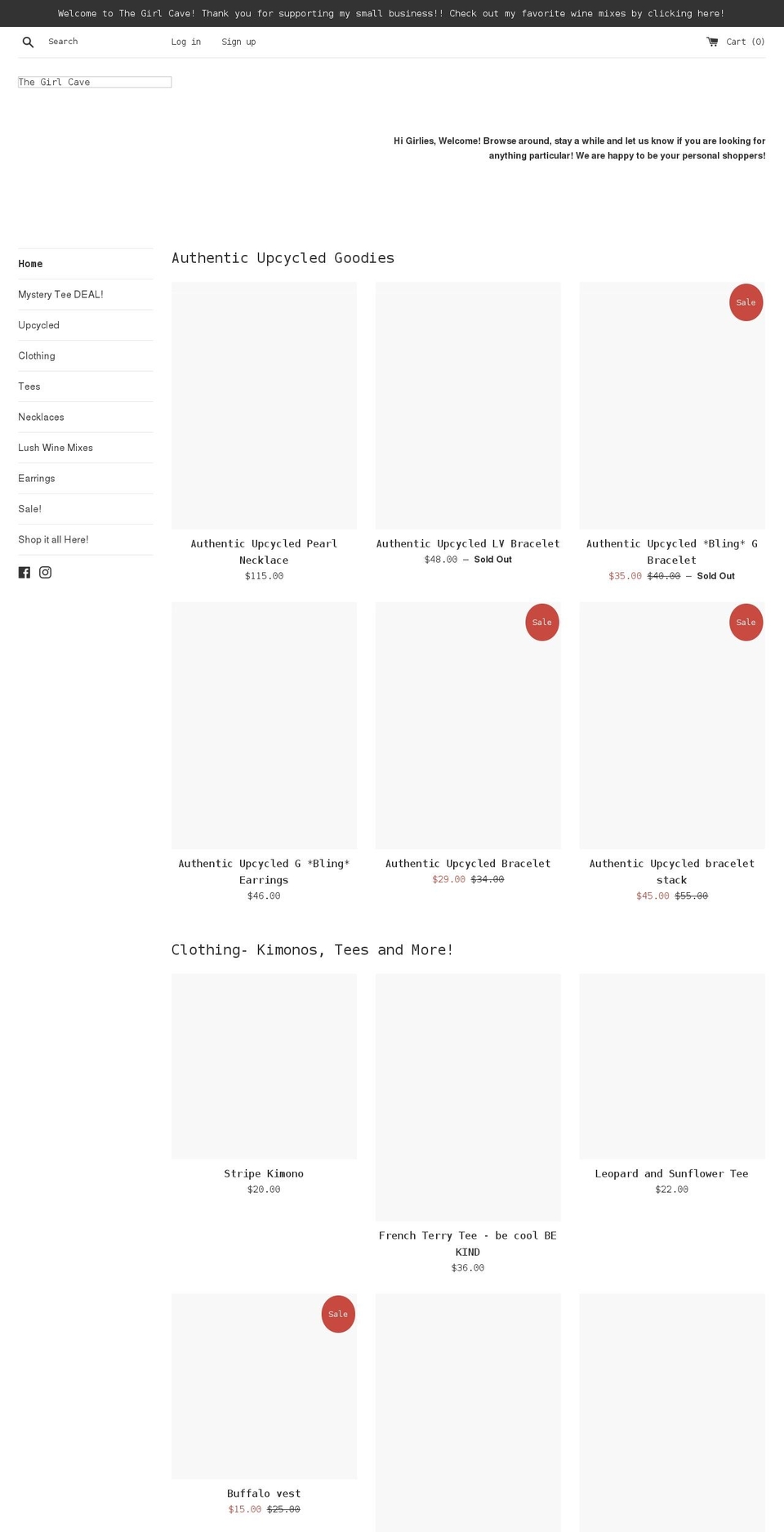 shopthegirlcave.com shopify website screenshot