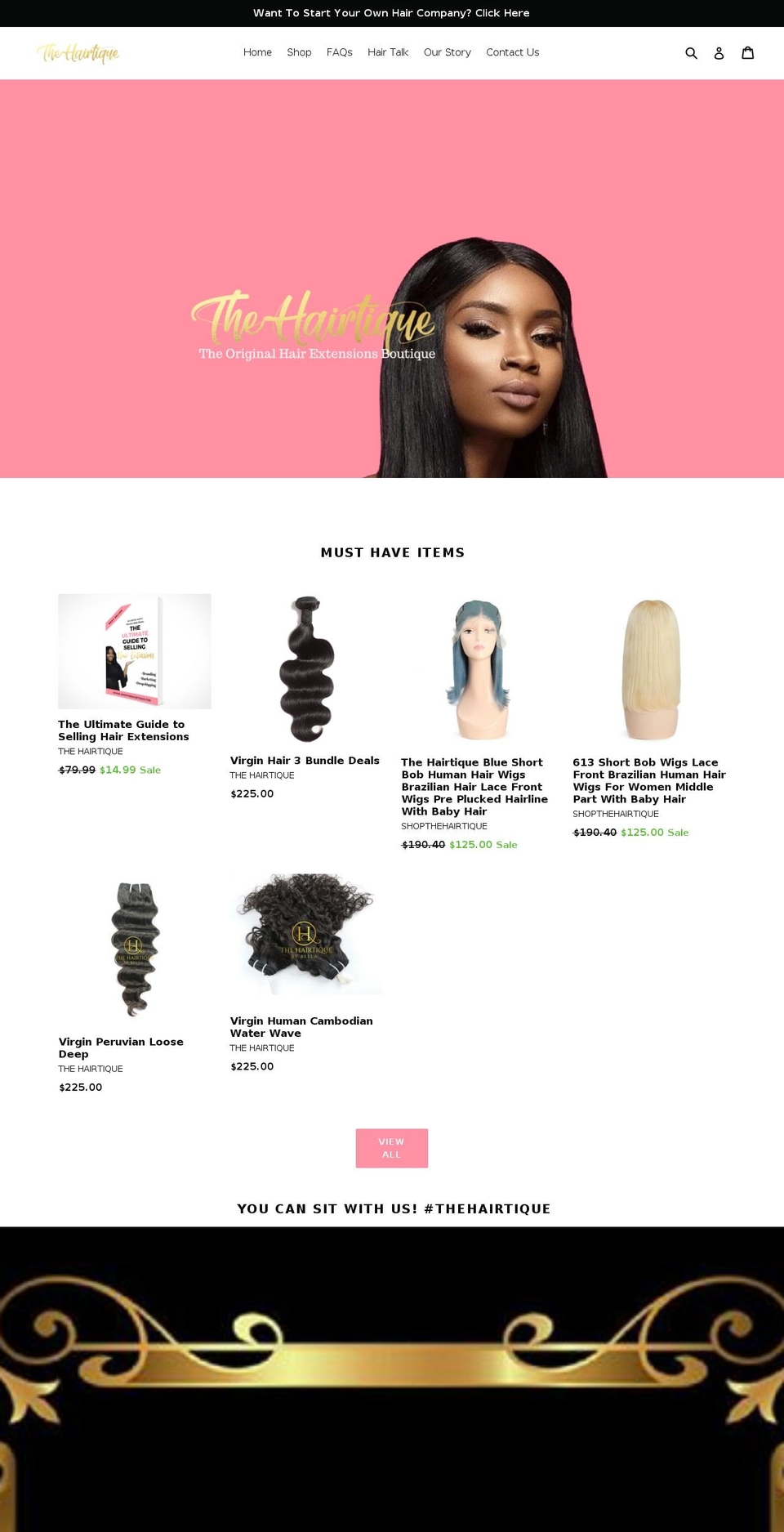 shopthehairtique.com shopify website screenshot