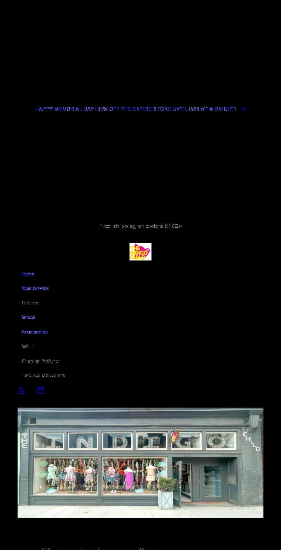 shoptheindigochild.com shopify website screenshot