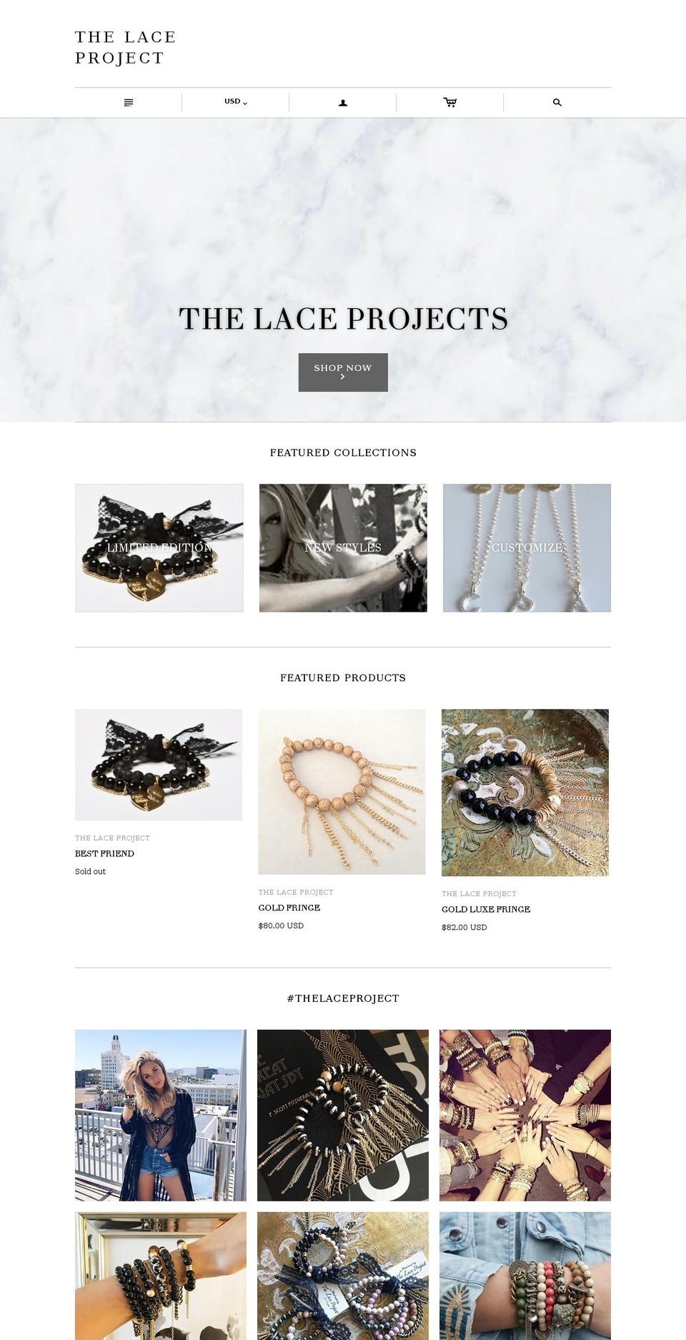 shopthelaceproject.com shopify website screenshot