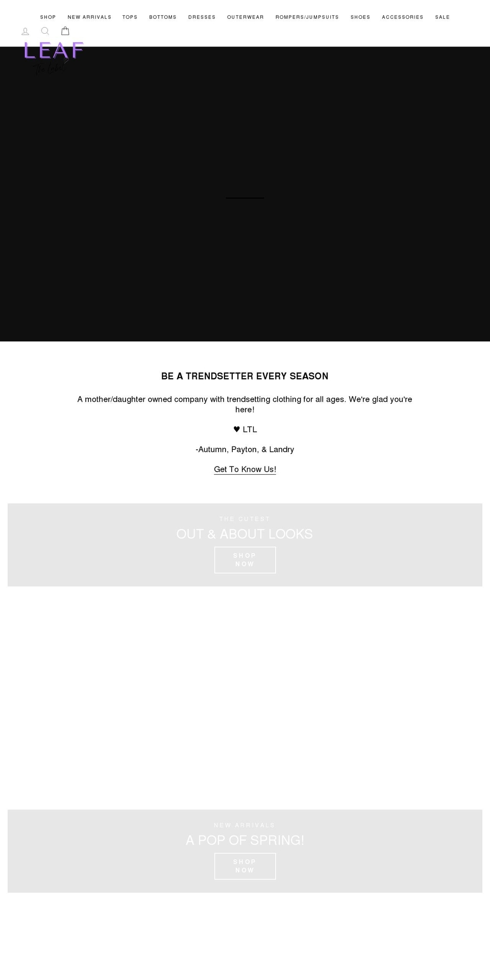 shoptheleafboutique.com — Shopify storefront screenshot