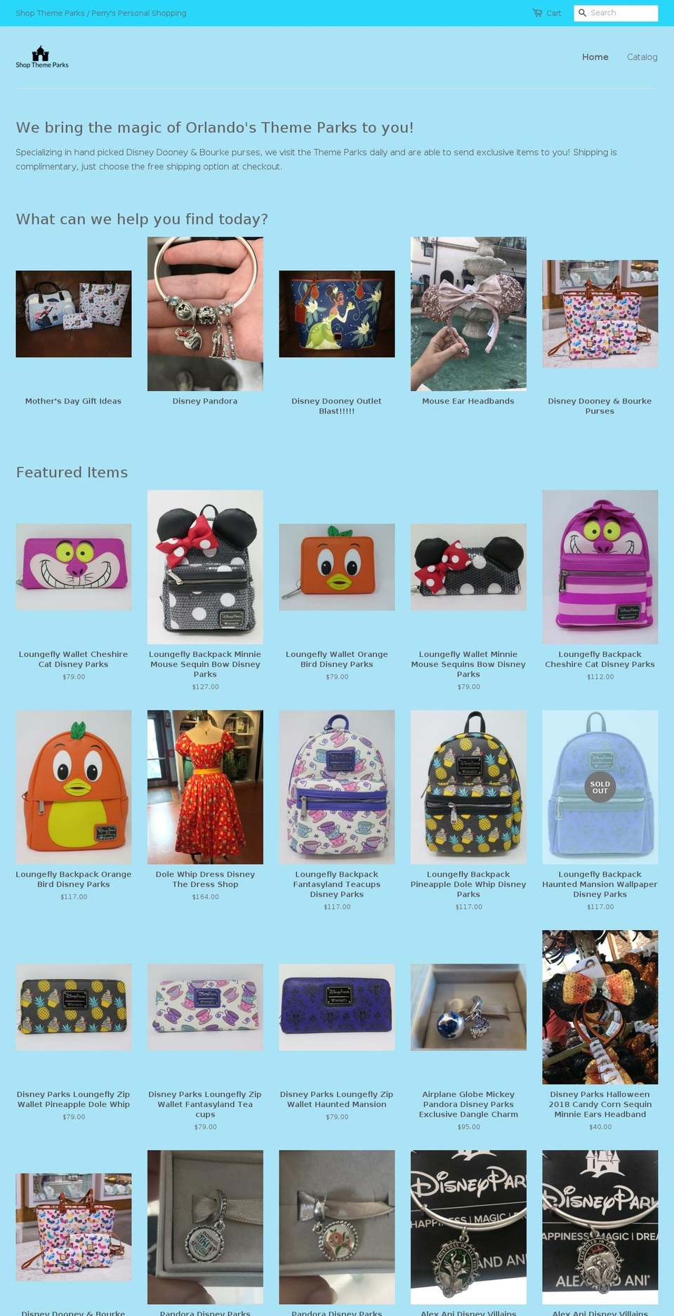 shopthemeparks.com shopify website screenshot