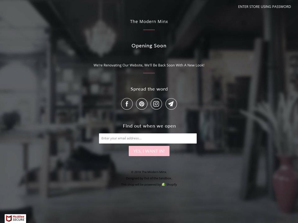 shopthemodernminx.com shopify website screenshot
