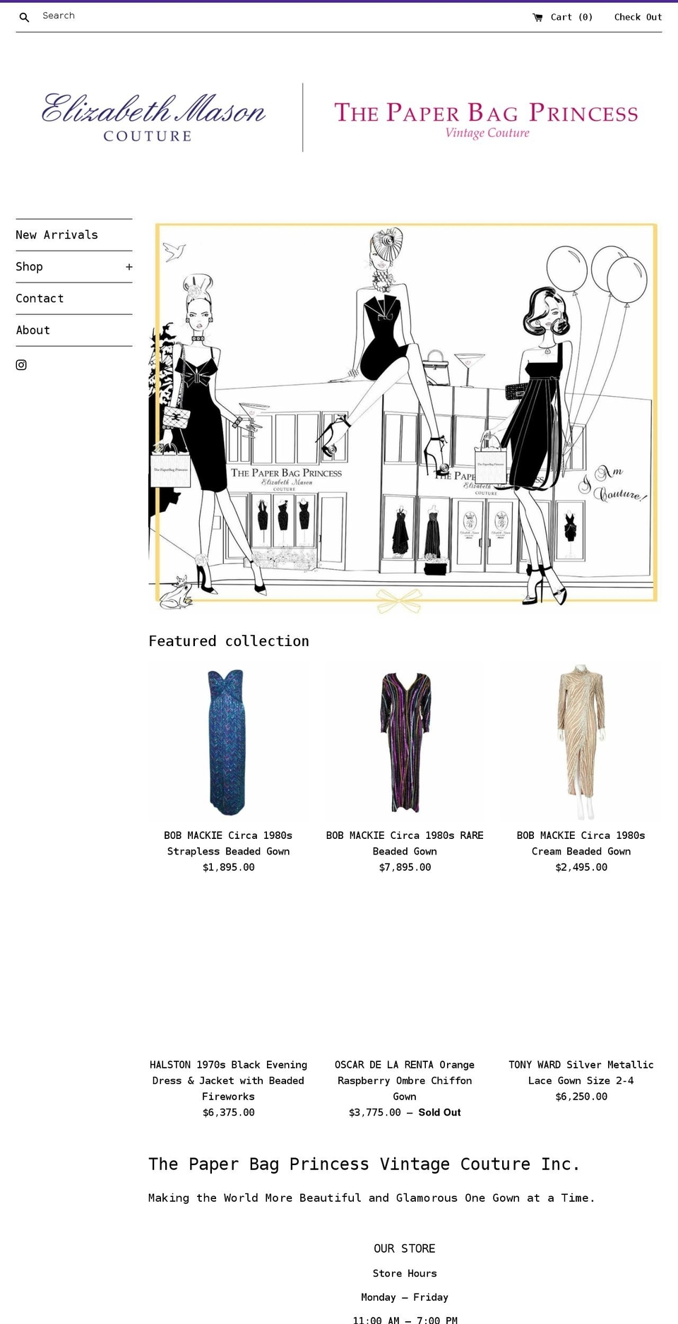 shopthepaperbagprincess.com shopify website screenshot