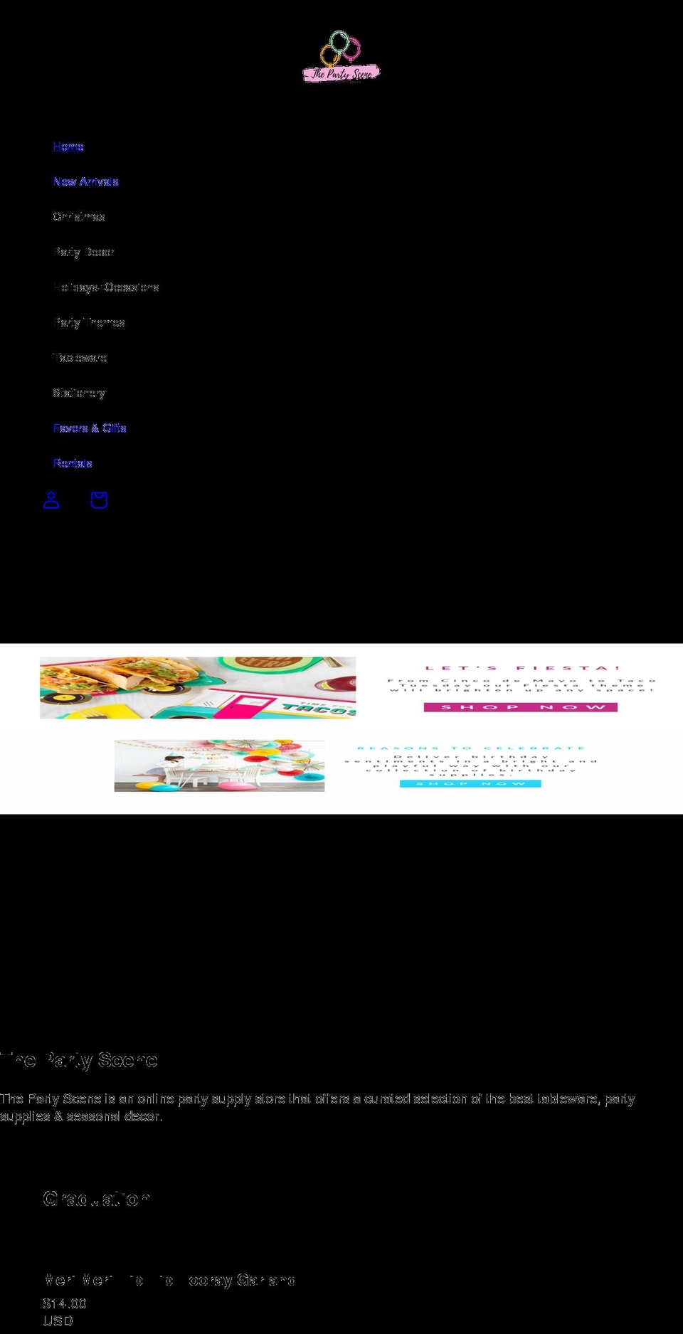 shopthepartyscene.com shopify website screenshot