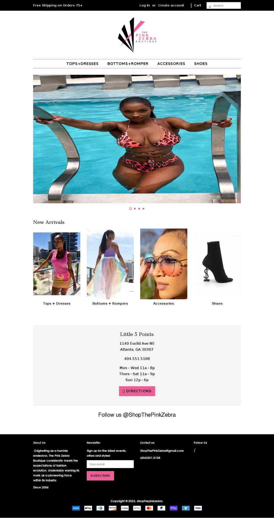 shopthepinkzebra.com shopify website screenshot