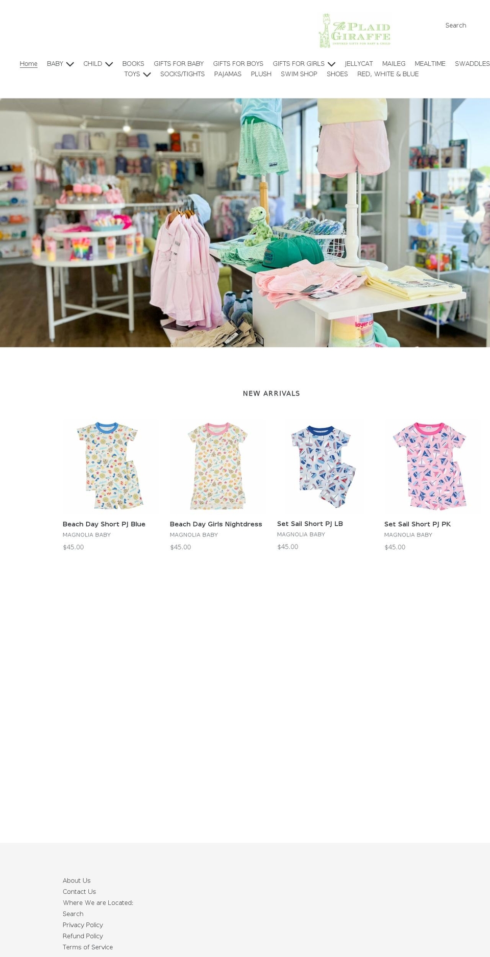 shoptheplaidgiraffe.com — Shopify storefront screenshot