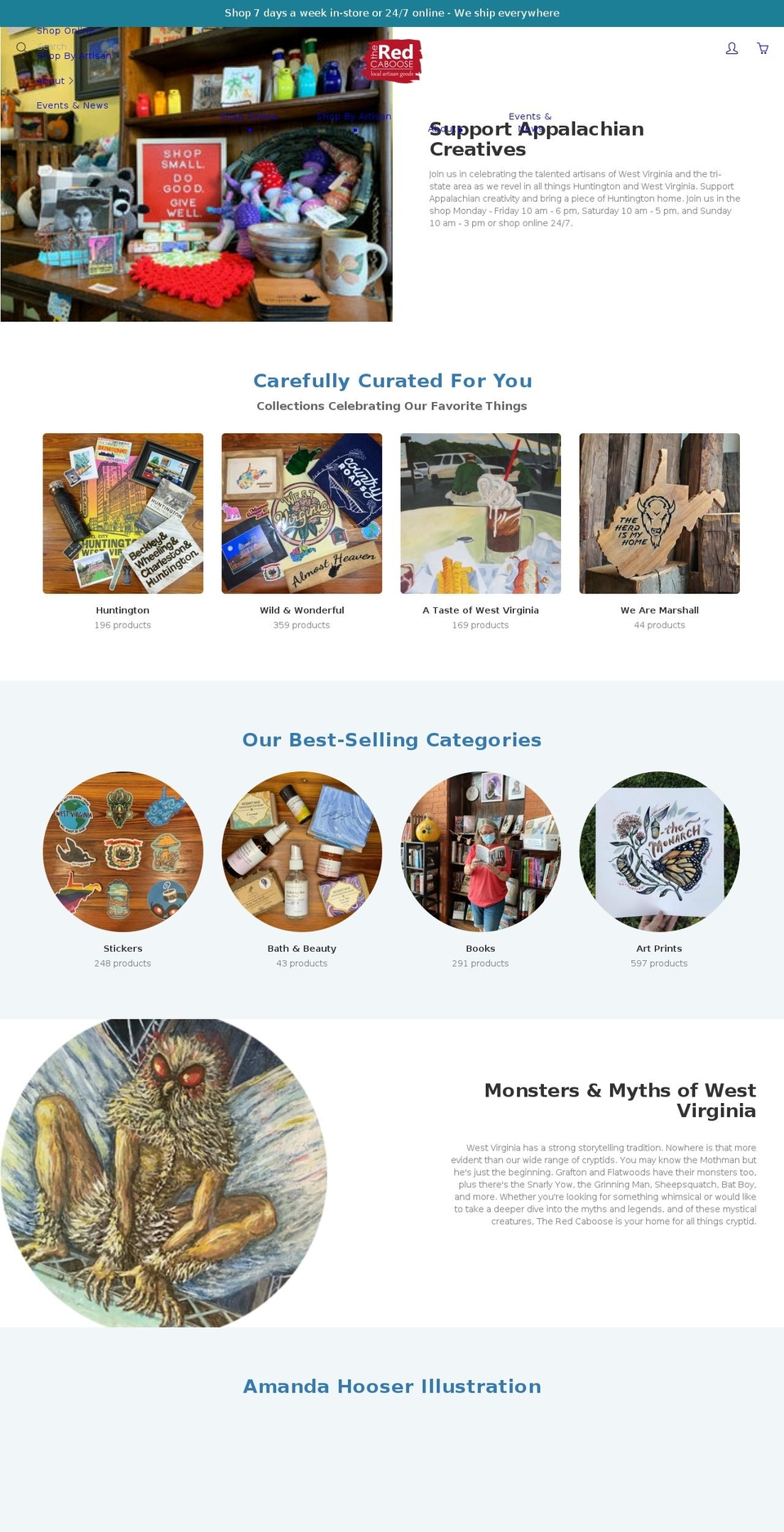 shoptheredcaboosewv.com shopify website screenshot